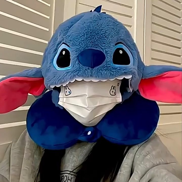 Purple Stitch Hooded U Pillow Cartoon Anime Stitch Alien Neck