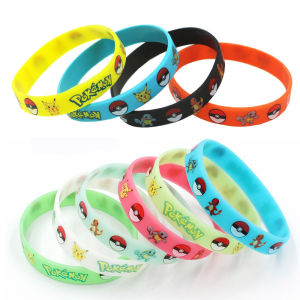 Takara Tomy | Anime Figure Pokemon Wristband Bracelets Pocket Elf Pikachu Cartoon Silicone Glow In The Dark Wristband Kids Cosplay Accessoires