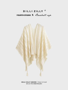 BILLI ZILLY | Ethnic Vacation Style Knitted Fringe Sweater for Women Autumn 2025 New Arrival Outerwear Air Conditioned Room Shawl Windproof Warm