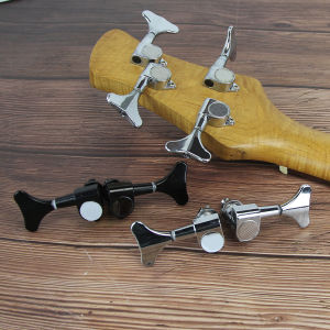 FLEOR 4pcs 2L2R Sealed Bass Machine Heads Tuners 4 Strings Bass Tuning Pegs Keys Chrome