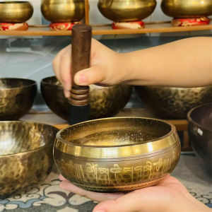 Tibetan Brass Singing Bowl Yoga Meditation Bowl for Sound Healing Stress Relief Buddha Mindfulness Bowl Handmade Instrument