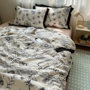 Summer Hepburn Washed Cotton Quilt Light Weight Machine Washable Air Conditioning Four-Piece Set Double Bed Thin Core Summer Quilt