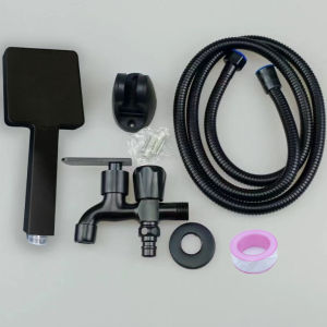 Best Selling Stainless Steel Shower Set With Faucet 4-in-1 Black Shower Head Set With Hose and Brack Black 304 Shower Set Stainless Steel Bathroom Home