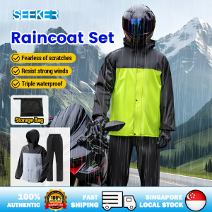 【✅SG stock】Premium Motorcycle Raincoat Night Reflect Outdoor Hooded Rainwear - Top and Pants