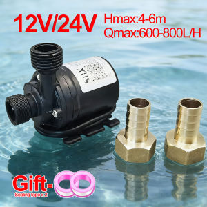 Submersible Water Pump 12V High Pressure Ultra Quiet Solar DC 24V Lift 5M 800LH Brushless Motor Water Pumps with Brass Joints