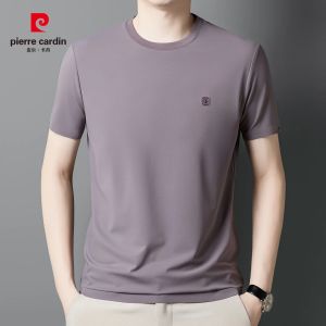 Pierre Cardin Summer Ice Silk Short Sleeve T-Shirt Loose Casual Thin Mens round Neck Fashion Urban Style Breathable Shirt