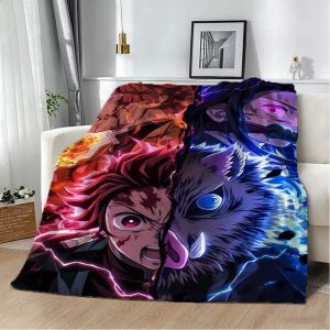 Bandai | Chăn Flannel Hoạt Hình 3D Demon Slayer Nezuko Mềm Mại Họa Tiết Anime Dùng Trang Trí Nhà Cửa Phòng Ngủ Ghế Sofa Dã Ngoại Quà Tặng Cho Fan - Chất Liệu Polyester