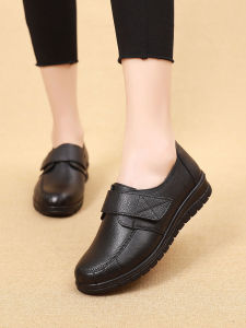 Genuine Leather Mom Shoes Middle-Aged and Elderly Old Lady Leather Shoes Milk Shoes Womens Non-Slip Soft Bottom Womens Shoes Comfortable