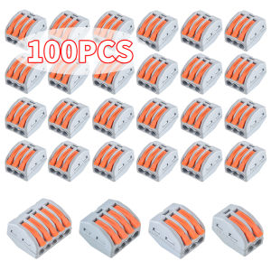 JINH 100Pcs Screwless Compact Wire Terminal Quick Connectors CMK41 Push in Splicing Type for Electrical 2/3/4/5 Holes