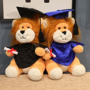 JOJO CASTLE Creative Simulation Graduation Lion Plush Doll Bachelor Costume Doctor Hat Lion Animal Plush Toy For Students Graduation Gift 毕业玩偶