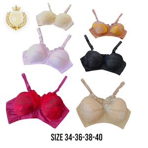 Bra Wanita Motif Brukat Renda Busa Tipis Tanpa Kawat Busui