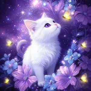 Huacan Full Square Round Diamond Painting Cat Diamond Mosaic Animal Flower New 2025 Craft Kit