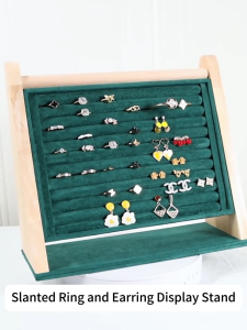 New Vertical Solid Wood Ring Display Rack Jewelry Rack Ring And Earring Display Tray COD 2026