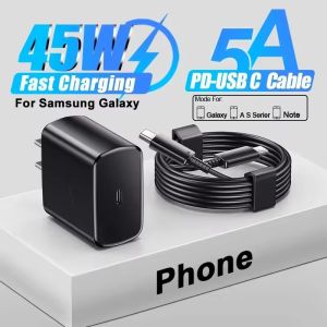 PD45W USB C Charger For Samsung Galaxy S24 S23 S22 S21 S20 Ultra S10 Plus FE Super Fast Charging Type C Charge Cable Accessories