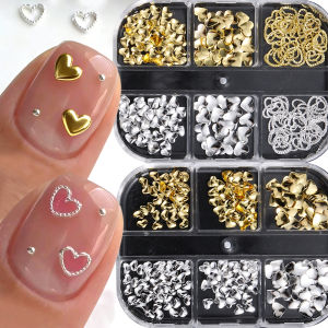 Minimalist punk-style alloy hollowed-out heart-shaped nail art decorations metal hollowed-out heart-shaped nail ornaments