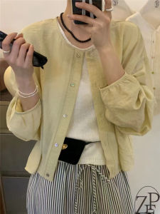 Womens Summer Short Sleeveless Ice Silk Shirt Cardigan Outerwear Long Sleeve Sun Protection Light Weight Loose Fit round Neck