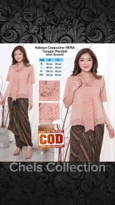 Atasan Kebaya Encim Modern Siera Bahan Baloteli Premium Laser Cut Mewah Lengan Pendek Aneka Warna Kekinian
