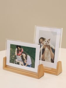 Acrylic Photo Album Photo Frame Album 5678-Inch Polaroid Display Stand Seahorse Solid Wood Couple Photo Photo Frame