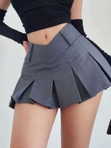Low Waist Slim Fit A-Line Short Skirt Street Style Polyester Fabric Summer Collection Low Rise Half-length Gathered Design