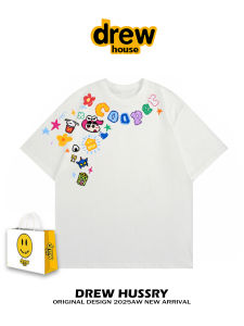 Áo Thun Tay Ngắn in Họa Tiết Graffiti Drew High Street Dành Cho Cặp Đôi Mùa Hè Cổ Tròn Rộng Rãi INS Thường Ngày Cotton Thoáng Khí