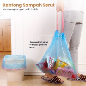 Kantong Plastik Sampah Roll dengan/Tanpa Tali 45x50cm Isi 15 Lembar Kantong Plastik Gulung Plastic Trash