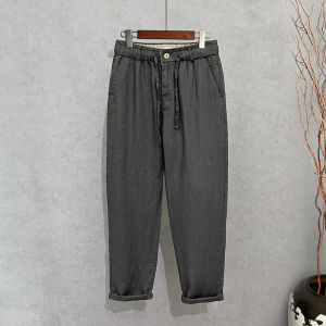 PENGUINDANCE | High-End Pure Linen Mens Summer Thin Casual Loose Business Casual Long Pants Breathable Comfortable Straight Leg Trousers