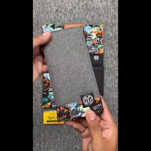 QXZ94 Dompet Pria Kulit Kanvas Motif Panjang Lipat Kartu Uang Polos Simple Premium Print-Abu KV05