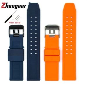 Zhangeer 23mm Silicone Watch Strap for Luminox Military 7251 3050 Watch Band  Stainless Steel Silver Black Buckle Waterproof Watch Band Bracelet Accessories with Tool
