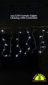 FUJI BRIGHT 105 LED ICICLE LIGHTS W/ 8 FUNCTION CHASING MEMORY & END CONNECTOR CHRISTMAS LIGHTS