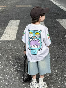 Áo Thun Trẻ Em Thời Trang Mùa Hè Mới Cho Bé Trai Tay Lửng Cổ Tròn in Họa Tiết Hoạt Hình Vải Cotton Thoải Mái Thoáng Khí