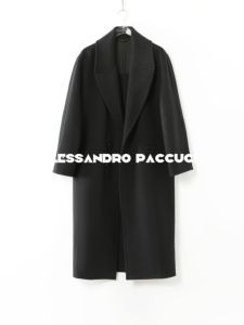 Collar Black Wool Coat