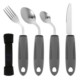 Adjustable Tableware Fork Spoon Set with Non-slip Handle Stainless Steel Adaptive Utensils Tableware for Elderly Kitchen Gadgets