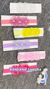 Bandana Sakura Baby Newborn - 2 Tahun / Bandana Karet Foem Tile Satin Halus Aman Untuk Kepala Bayi Import Bando Bayi Kado Aksesoris Lucu Kiosbalitafawa