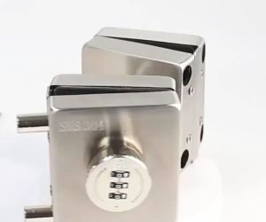 Khóa số cửa kính cường lực không khung bằng inox 304 khóa ngoài chốt vặn trong (8312-cửa xoay)