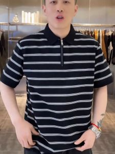 Áo Thun Polo Nam Mùa Hè Mới in Sọc Cổ Polo Tay Ngắn Thời Trang Công Sở Thường Ngày Đa Năng Chất Liệu Cotton Thoáng Khí