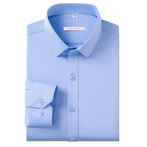 Lormen Iron Free Long Sleeve Mens Business Formal Fleece Lined Suit Shirt Standard Fit Color Woven Polyester Blend All Seasons