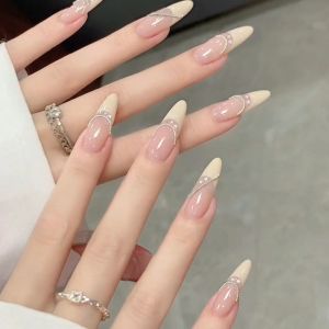 ผลิตภัณฑ์ใหม่ทำเล็บ DD271เล็บปลอม แฟลชเจาะ สไตล์ฝรั่งเศส 24 ชิ้น