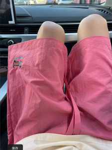 Quần Short Thêu Hình Chú Chó Salami Màu Hồng Cho Nữ Mùa Hè Cỡ Nhỏ Thể Thao Nhanh Khô Quần Năm Mảnh Đi Biển Quần Thường Ngày