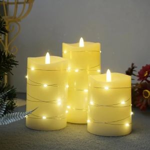 Flameless Candle With Fairy String Lights Led Candles Decoration