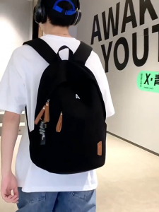 กระเป๋าเป้สะพายหลังคู่ความจุขนาดใหญ่ กระเป๋าเป้สะพายหลังสีทึบสีดำและสีขาวสไตล์เรียบง่าย [ส่งเร็วพิเศษ!] ความจุขนาดใหญ่เกาหลีกระเป๋าเป้สะพายหลังนักเรียนแฟชั่นกระเป๋าเป้สะพายหลังเยาวชนกระเป๋าเป้สะพายหลังแบบสบาย ๆ