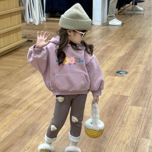 Childrens Fleece Hoodie Cartoon Print Hooded Jacket