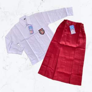 PAKET BUNDLING SERAGAM ABBA MERAH PUTIH SD Atasan Lengan Panjang Rok Turping Merah Panjang SD