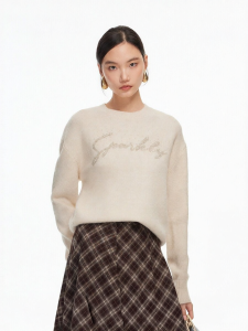 Vero Moda | Knit Sweater Winter Letter Bead Loose Round Neck Soft Texture