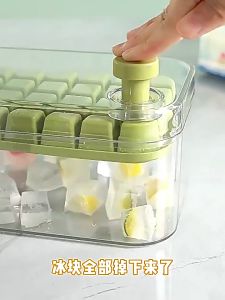 Cetakan Es Batu 32 Grid 2 Tray Wadah Transparan / Ice Cube Maker Dengan Press Handle Sekali Tekan CFYP