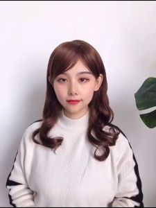 Tóc gia Nữ trung niên nguyên đầu mái chéo xoăn nhẹ như tóc thật Qiqishop