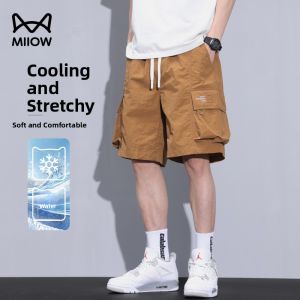 Miiow | Mens Ice Silk Short Pants Summer Thin New Loose Outdoor Sports Quick Dry Breathable Five-Part Pants Casual Loose Fit Workwear