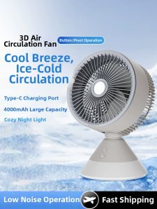 Portable Mini Desk Fan USB Charging Quiet Office Bedroom Student Dormitory Use Long Battery Life Tabletop Fan with Head Oscillation