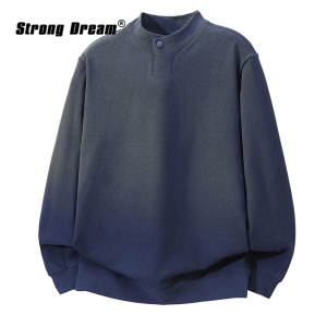 Heavyweight Duvet Fleece Long Sleeve Mens T-shirt Fall Casual Loose Easy-to-Match