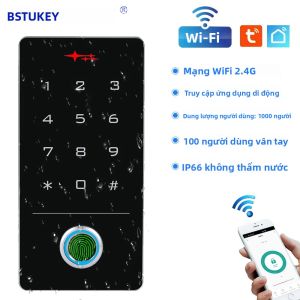Hệ Thống Kiểm Soát Truy Cập Ngoài Trời Điều Khiển Bằng Wifi Ứng Dụng Tuya Chống Nước IP68 Tích Hợp Đầu Đọc Thẻ RFID EM Vân Tay Bàn Phím Và Thẻ ID Điều Khiển Cửa Độc Lập