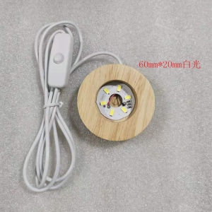 Creative Acrylic Wooden LED Illuminated Base DIY Crystal Salt Lamp Plug-In Base Charging Night Light Home Decor Lighting